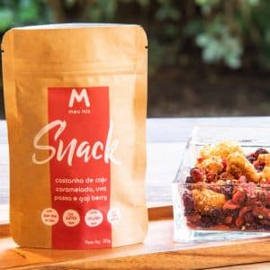 SNACK DE CASTANHA DE CAJU CARAMELADA, UVA PASSA E GOJI BERRY 50G – MEU MIX